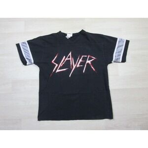 Vintage Slayer T Shirt (L) Y2K 02' Jersey Sleeve Spellout Heavy Metal Winterland